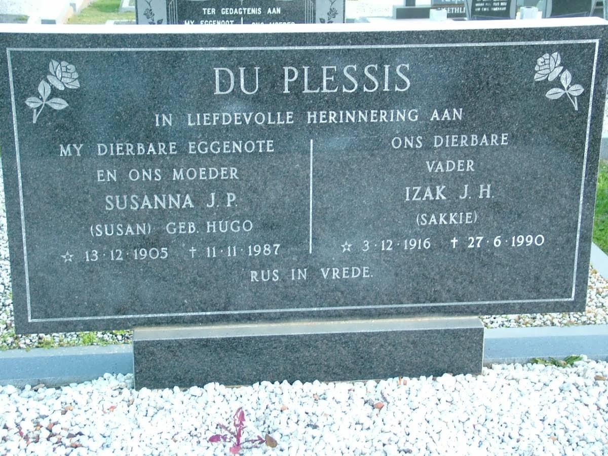 PLESSIS Izak J.H., du 1916-1990 &amp; Susanna J.P. HUGO 1905-1987