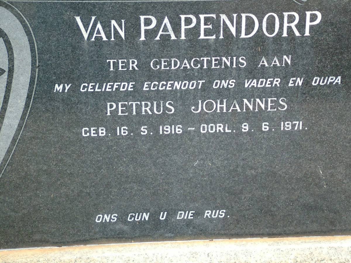 PAPENDORP Petrus Johannes, van 1916-1971