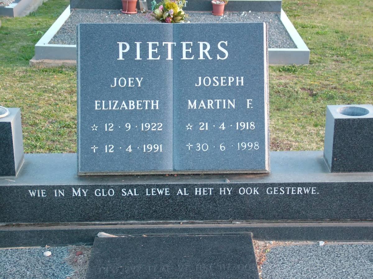 PIETERS Joseph Martin F. 1918-1998 &amp; Joey Elizabeth 1922-1991