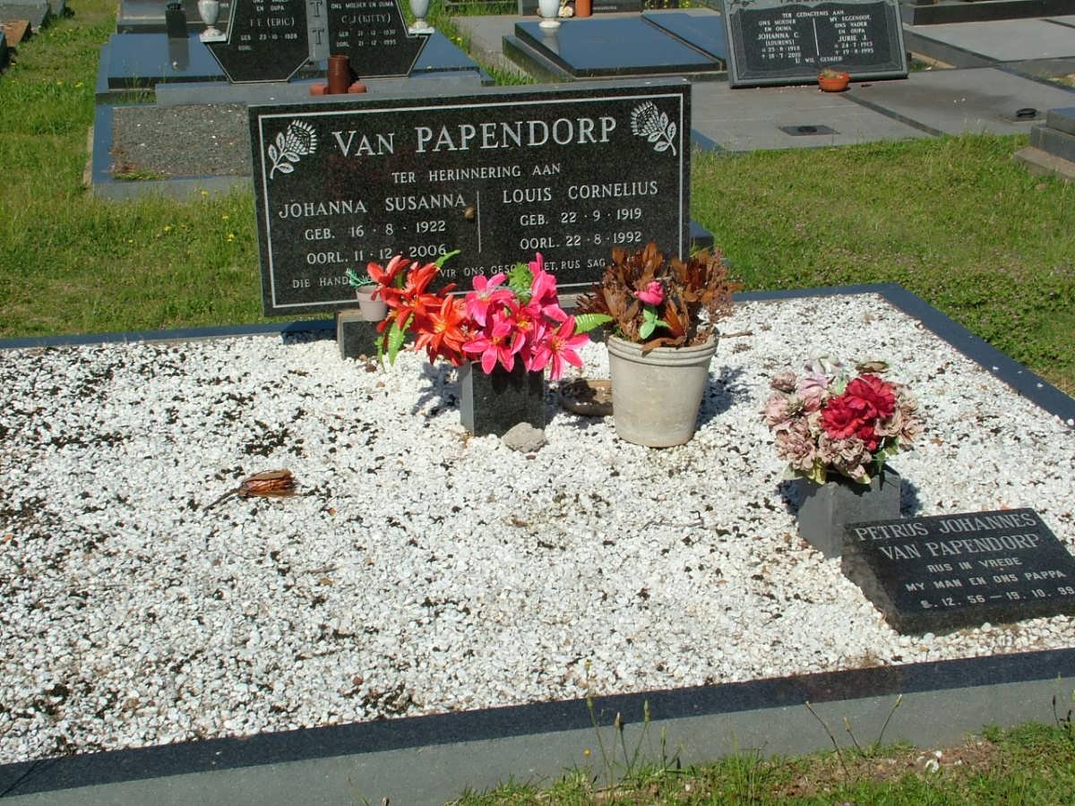PAPENDORP Louis Cornelius, van 1919-1992 &amp; Johanna Susanna 1922-2006 :: VAN PAPENDORP Petrus Johannes 1956-1999