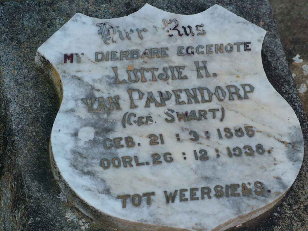 PAPENDORP Luitjie H., van nee SWART 1885-1938