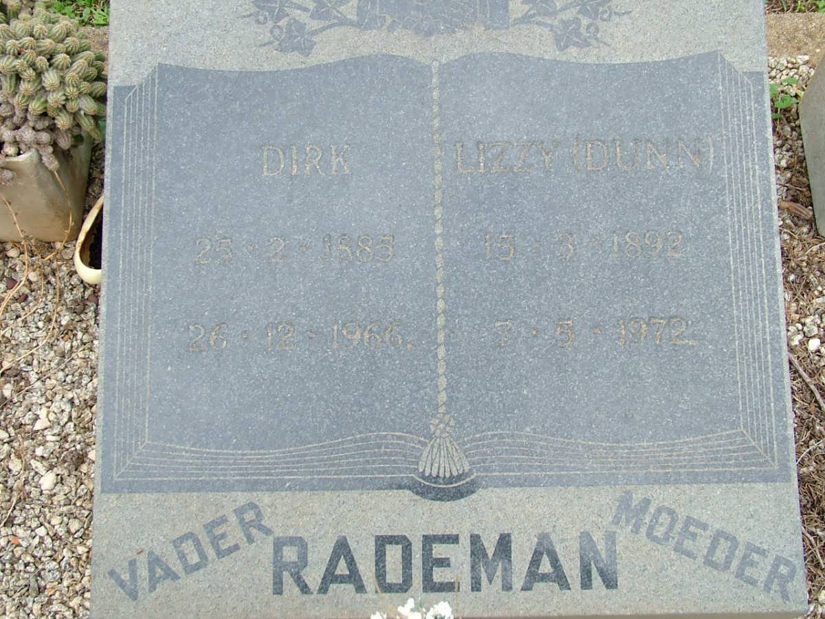 RADEMAN Dirk 1885-1966 &amp; Lizzy DUNN 1892-1972