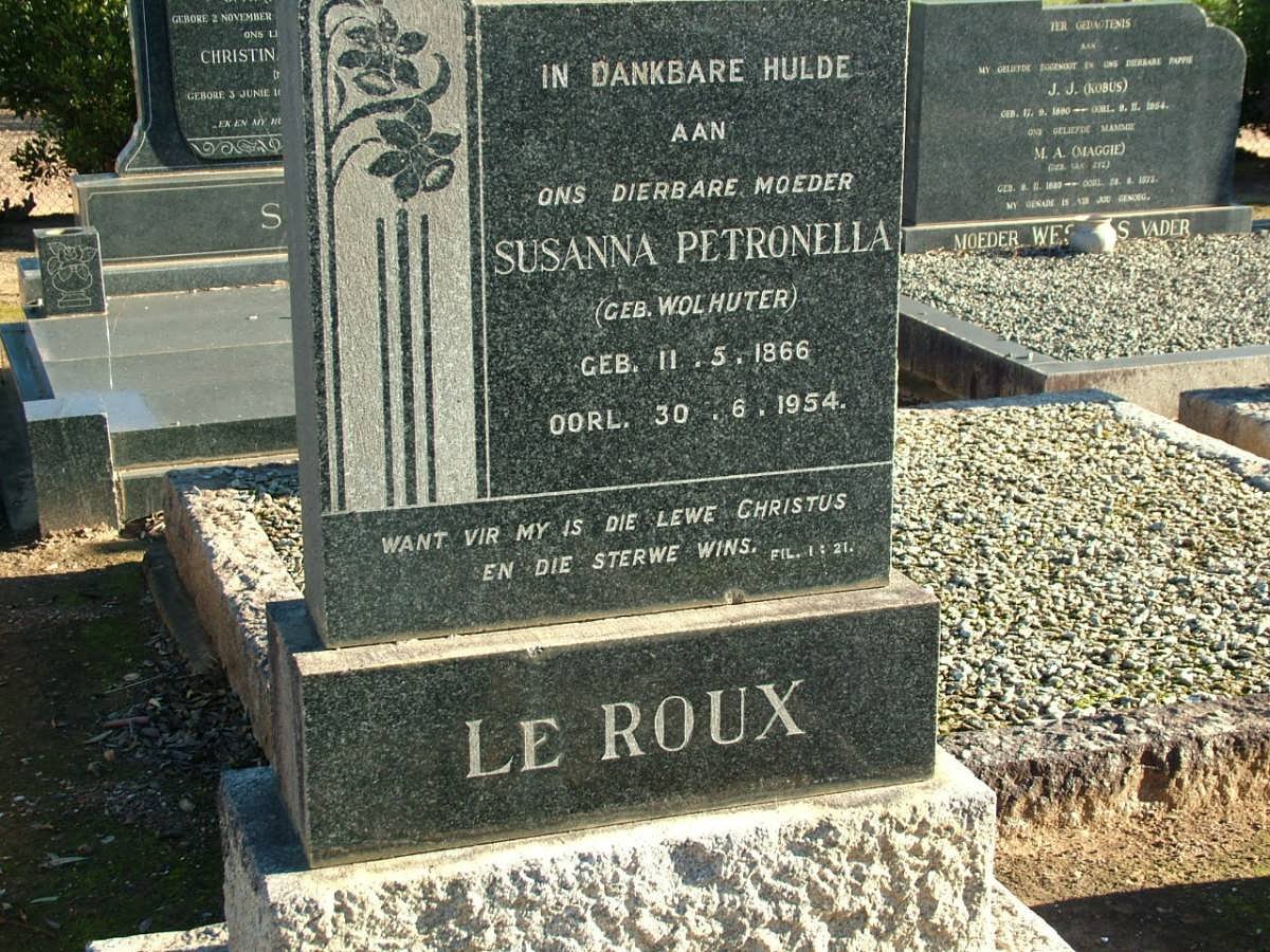 ROUX Susanna Petronella, le nee WOLHUTER 1866-1954