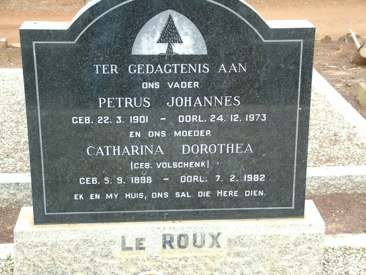 ROUX Petrus Johannes, le 1901-1973 &amp; Catharina Dorothea VOLSCHENK 1898-1982