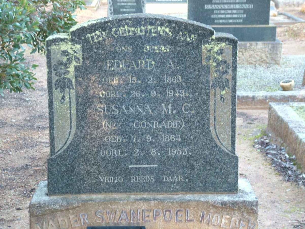 SWANEPOEL Eduard A. 1863-1943 &amp; Susana M.C. CONRADIE 1864-1953