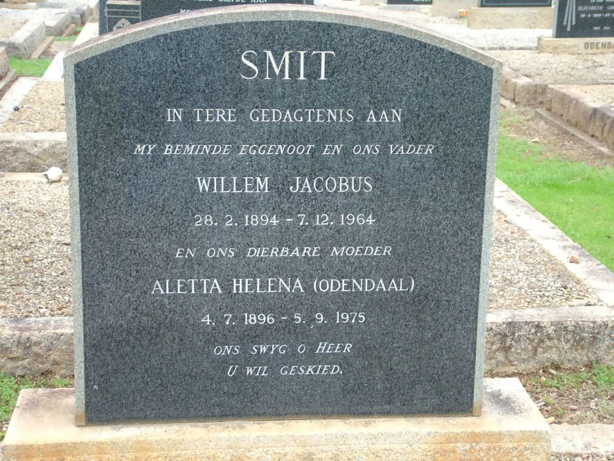 SMIT Willem Jacobus 1894-1964 &amp; Aletta Helena ODENDAAL 1896-1975