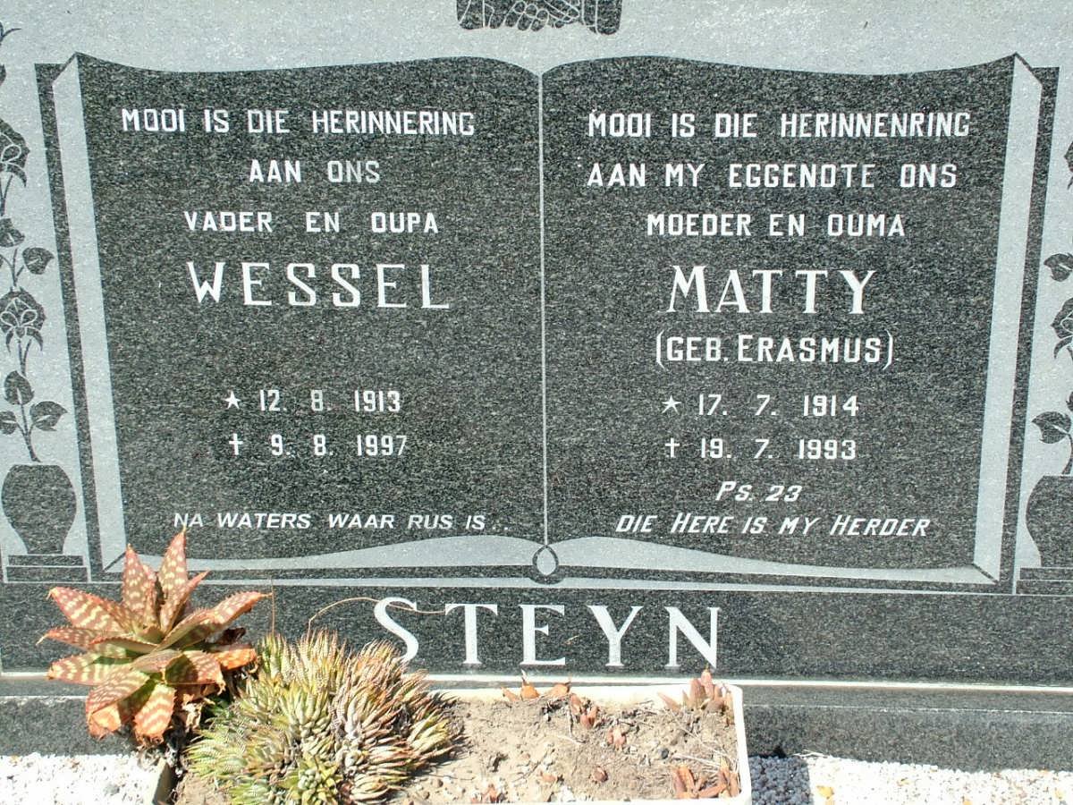STEYN Wessel 1913-1997 &amp; Matty ERASMUS 1914-1993