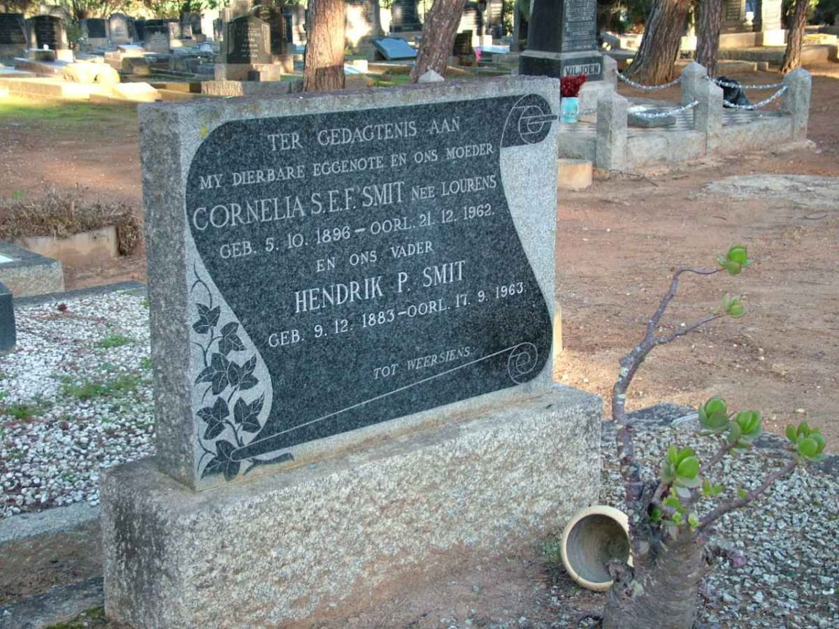 SMIT Hendrik P.. 1883-1963 &amp; Cornelia S.E.F. LOURENS 1896-1962