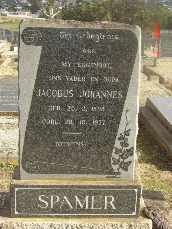 SPAMER Jacobus Johannes 1898-1977