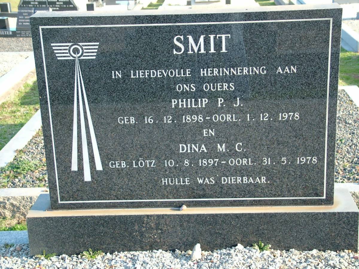 SMIT Philip P.J. 1898-1978 &amp; Dina M.C. LÖTZ 1897-1978