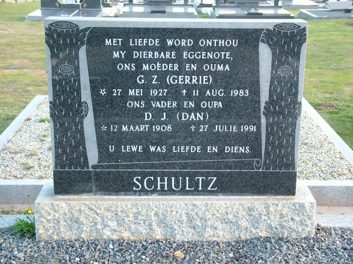 SCHULTZ D.J. 1908-1991 &amp; G.Z. 1927-1983