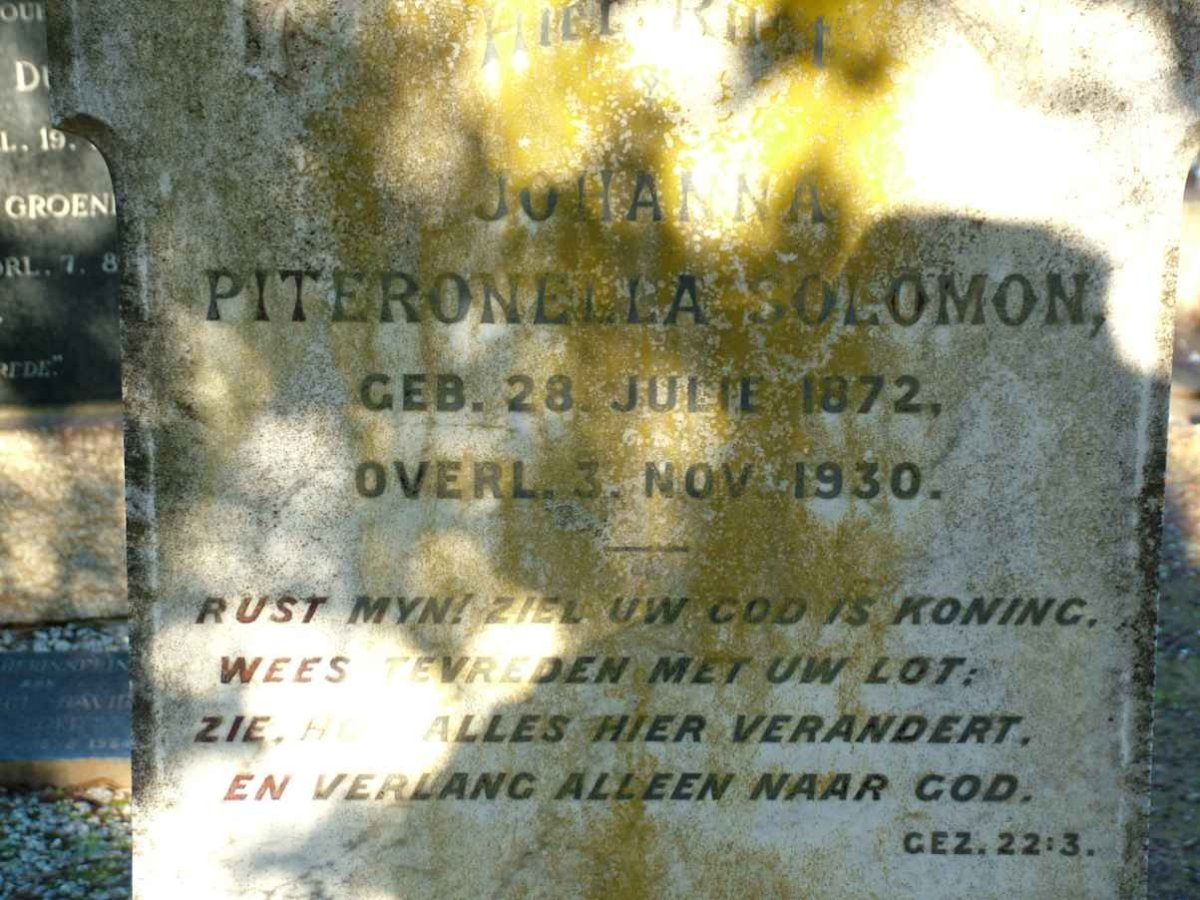 SOLOMON Johanna Piteronella 1872-1930