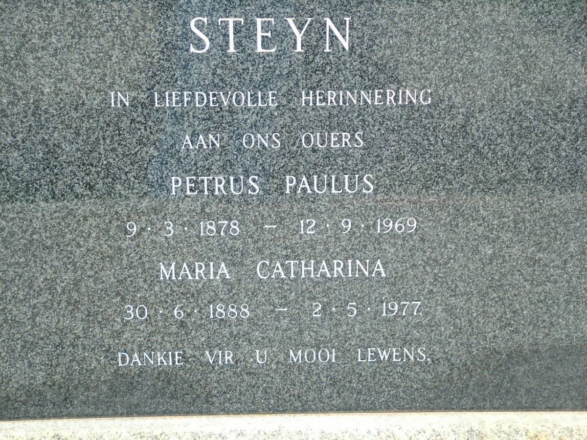 STEYN Petrus Paulus 1878-1969 &amp; Maria Catharina 1888-1977