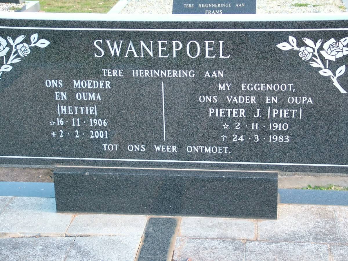 SWANEPOEL Pieter J. 1910-1983 &amp; Hettie 1906-2001