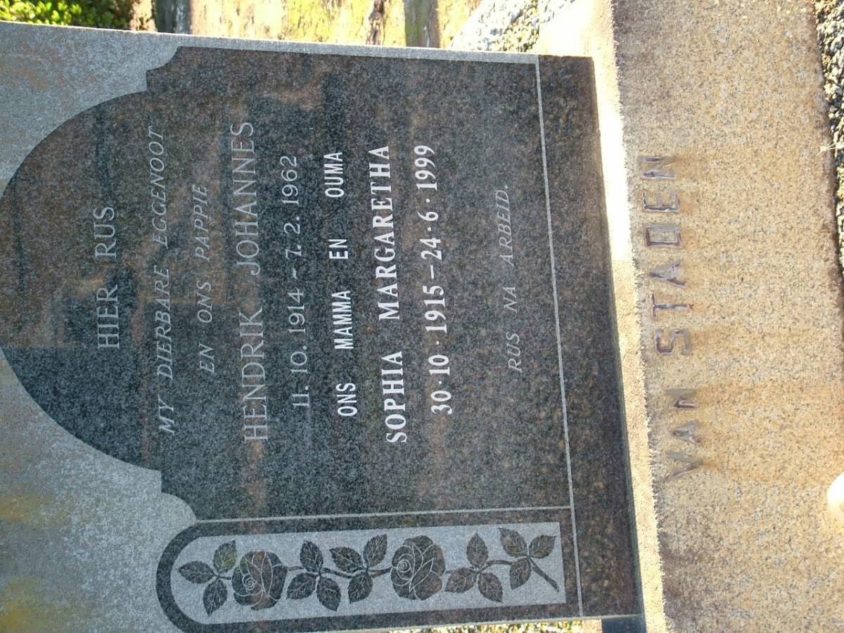STADEN Hendrik Johannes, van 1914-1962 &amp; Sophia Margaretha 1915-1999