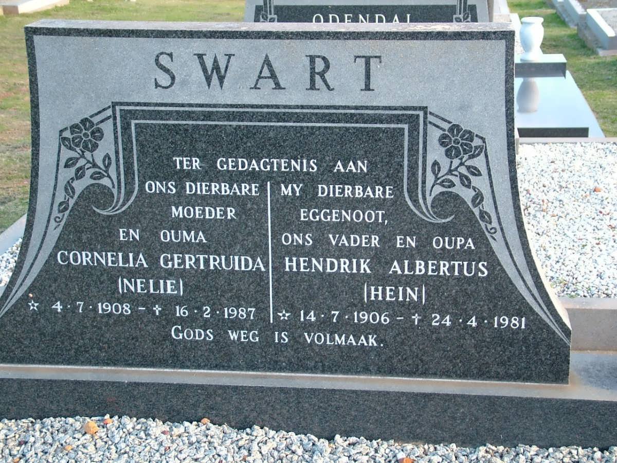 SWART Hendrik Albertus 1906-1981 &amp; Cornelia Gertruida 1908-1987