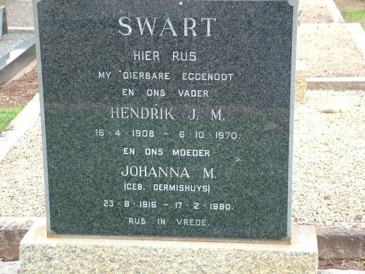 SWART Hendrik J.M. 1908-1970 &amp; Johanna M. GERMISHUYS 1916-1980