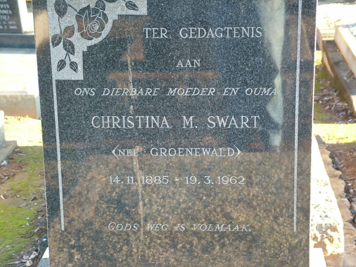 SWART Christina M. nee GROENEWALD 1885-1962