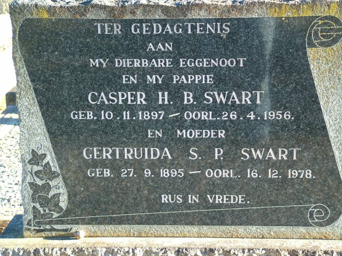 SWART Casper H.B. 1897-1956 &amp; Gertruida S.P. 1895-1978