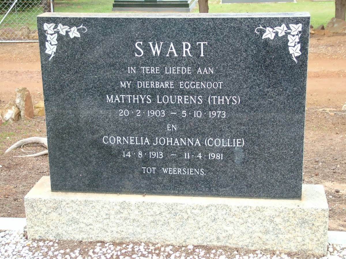 SWART Matthys Lourens 1903-1973 &amp; Cornelia Johanna 1913-1981