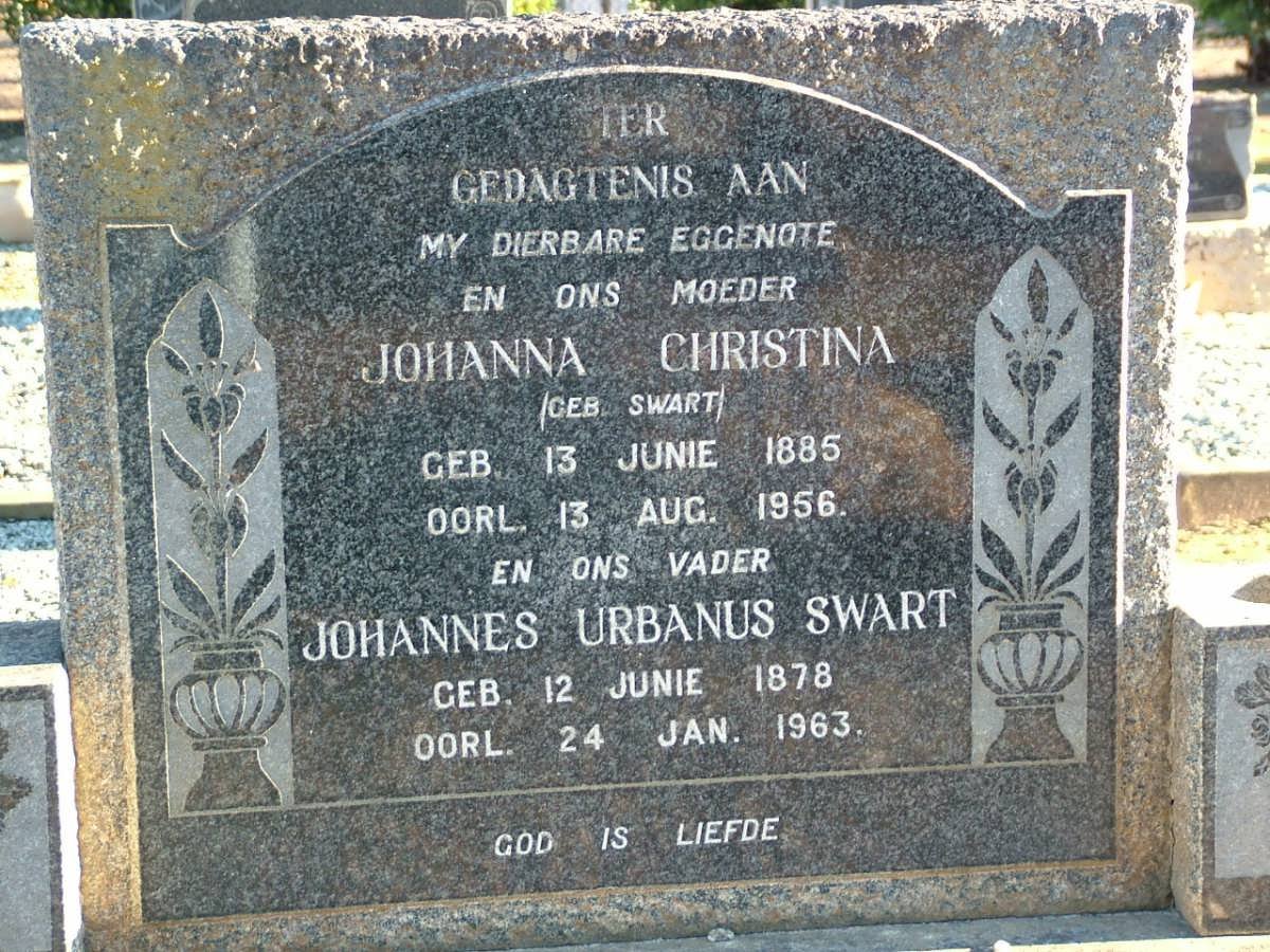 SWART Johannes Urbanus 1878-1963 &amp; Johanna Christina SWART 1885-1956