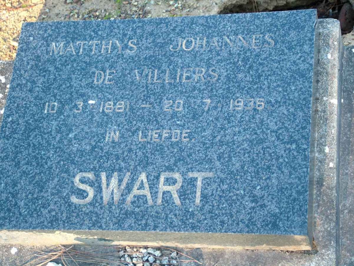 SWART Matthys Johannes De Villiers 1881-1936