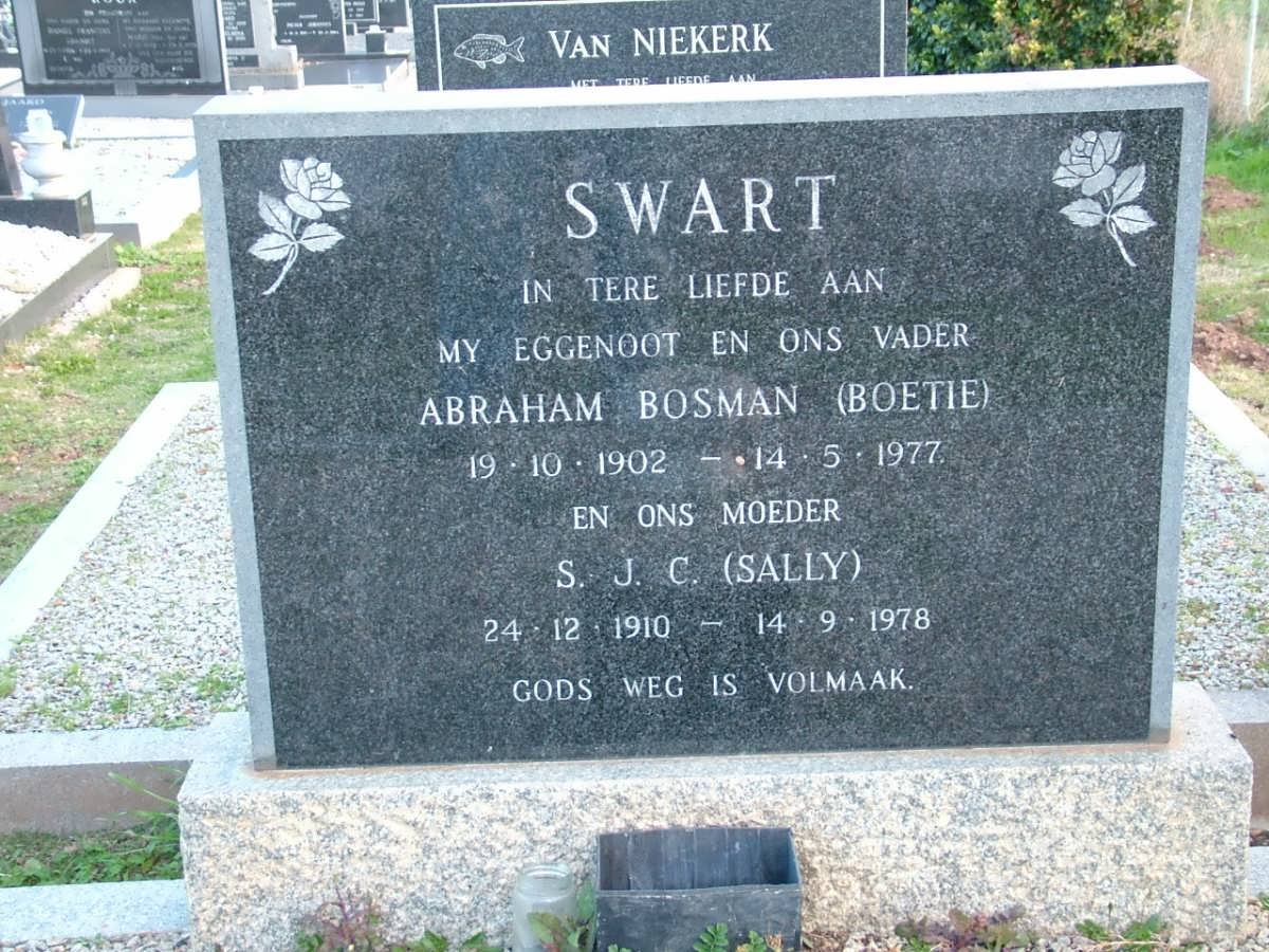 SWART Abraham Bosman 1902-1977 &amp; S.J.C. 1910-1978 :: SLABBER Susan 1934-2009 _2