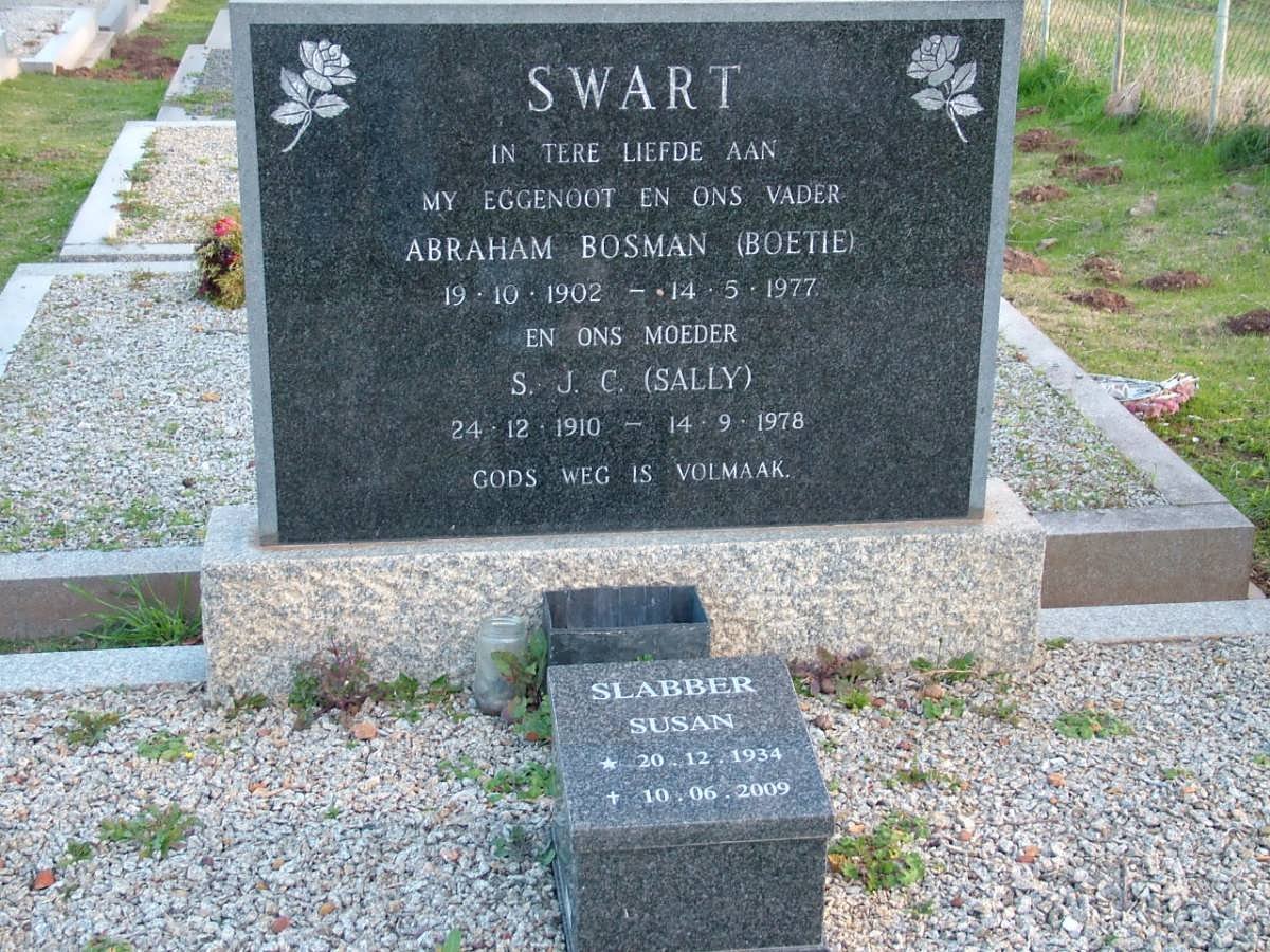 SWART Abraham Bosman 1902-1977 &amp; S.J.C. 1910-1978 :: SLABBER Susan 1934-2009 _1