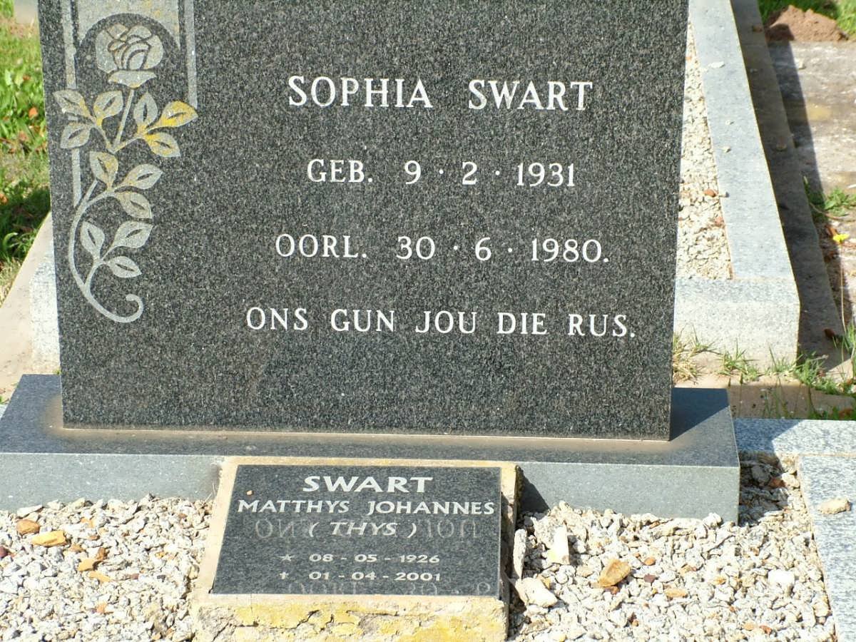 SWART Matthys Johannes 1926-2001 &amp; Sophia 1931-1980