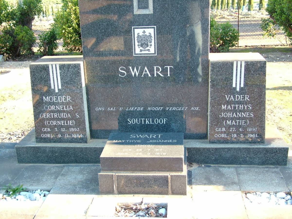 SWART Matthys Johannes 1891-1961 &amp; Cornelia Gertruida S. 1892-1984 :: SWART Matthys Johannes 1917-1978