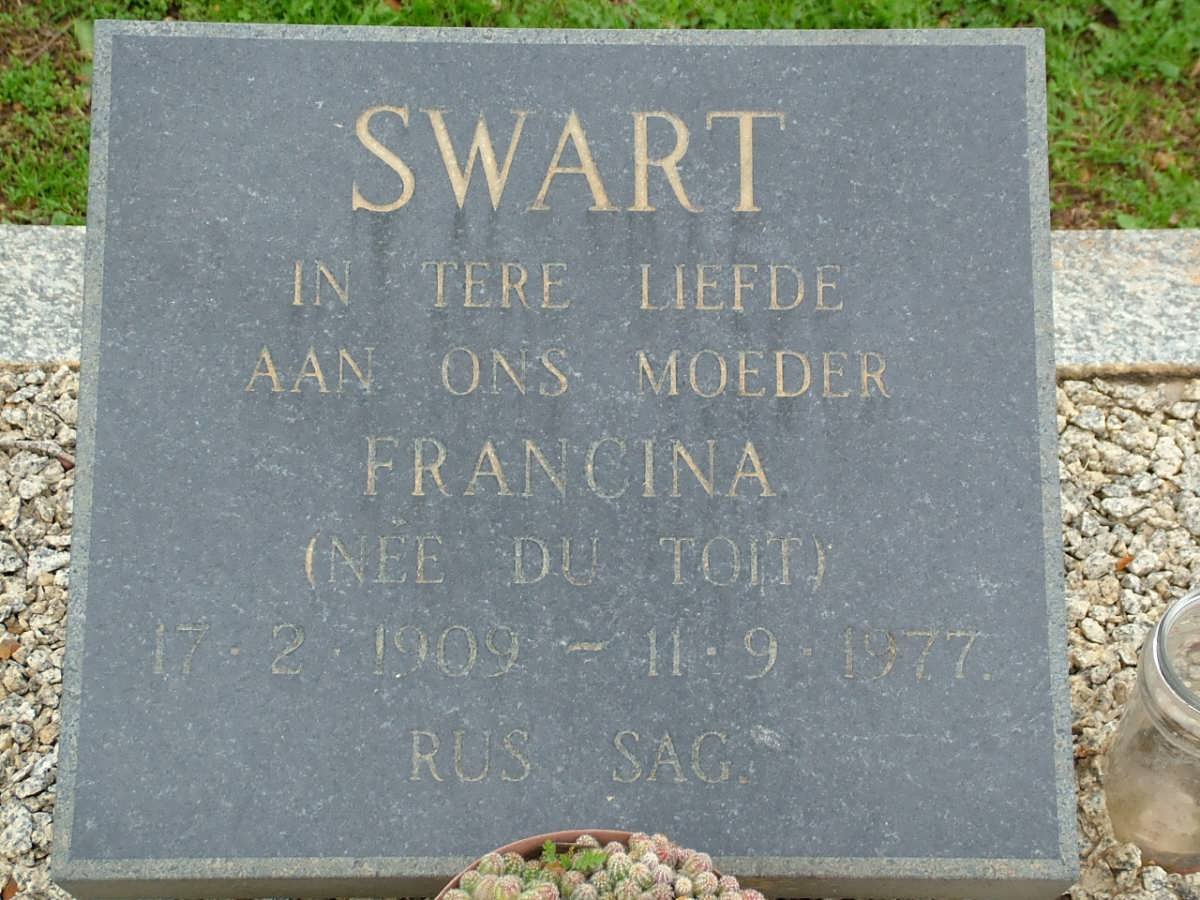 SWART Francina nee DU TOIT 1909-1977