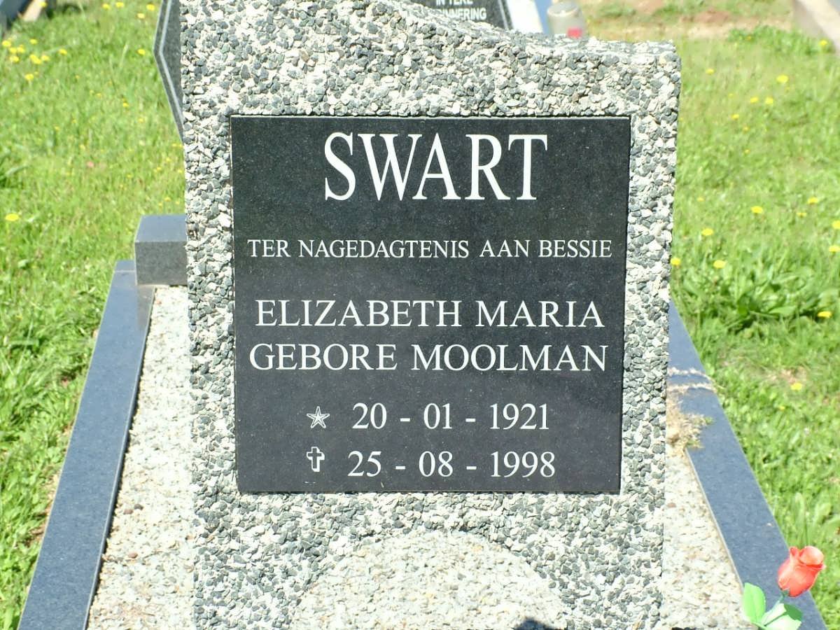 SWART Elizabeth Maria nee MOOLMAN 1921-1998