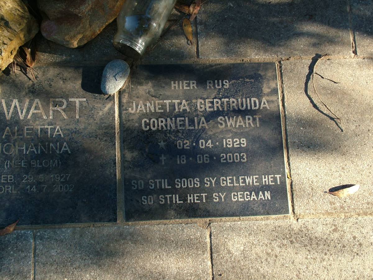SWART Janetta Gertruida Cornelia 1929-2003