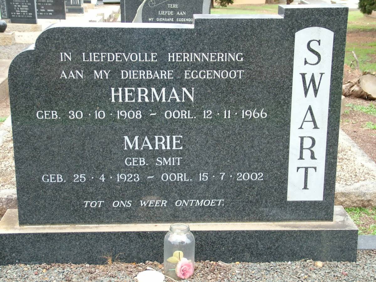 SWART Herman 1908-1966 &amp; Marie SMIT 1923-2002