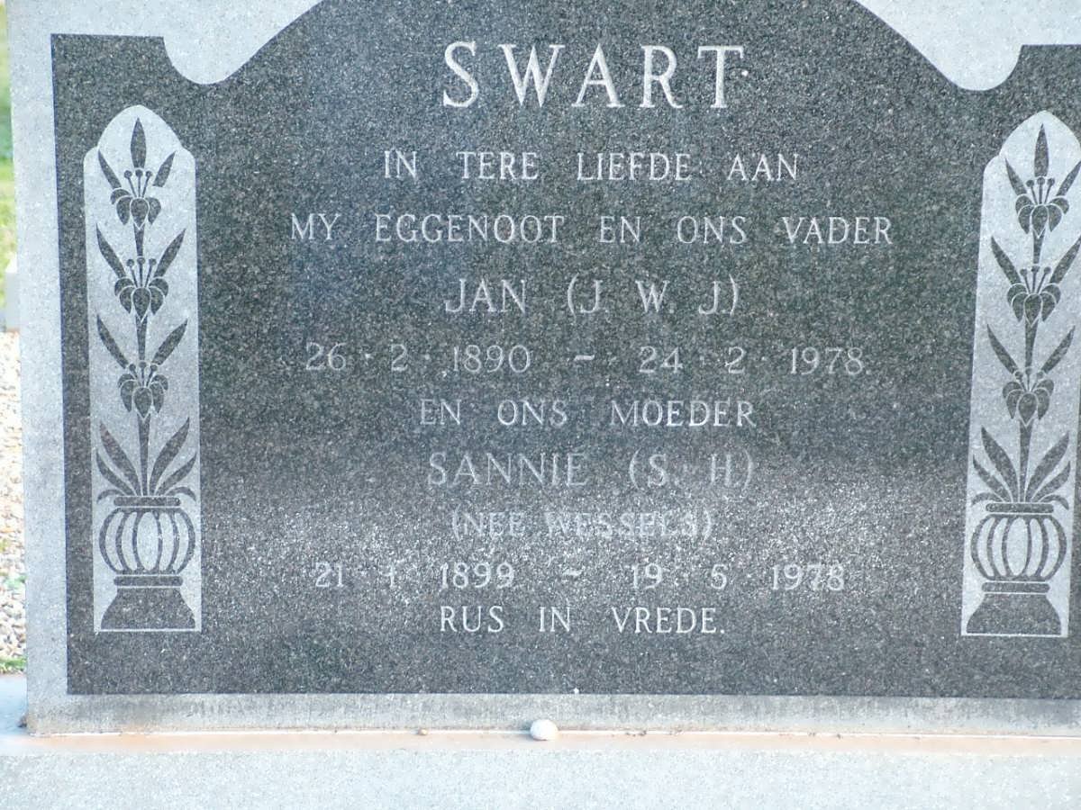 SWART J.W.J. 1890-1978 &amp; S.H. WESSELS 1899-1978