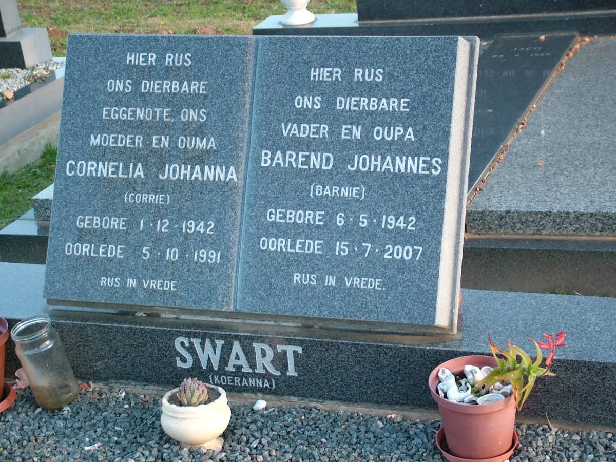 SWART Barend Johannes 1942-2007 &amp; Cornelia Johanna 1942-1991