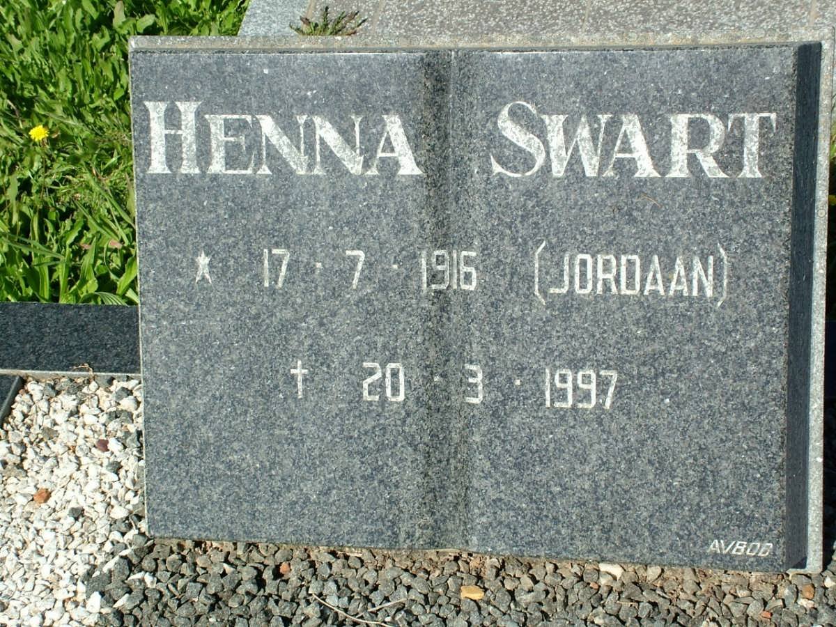 SWART Henna nee JORDAAN 1916-1997