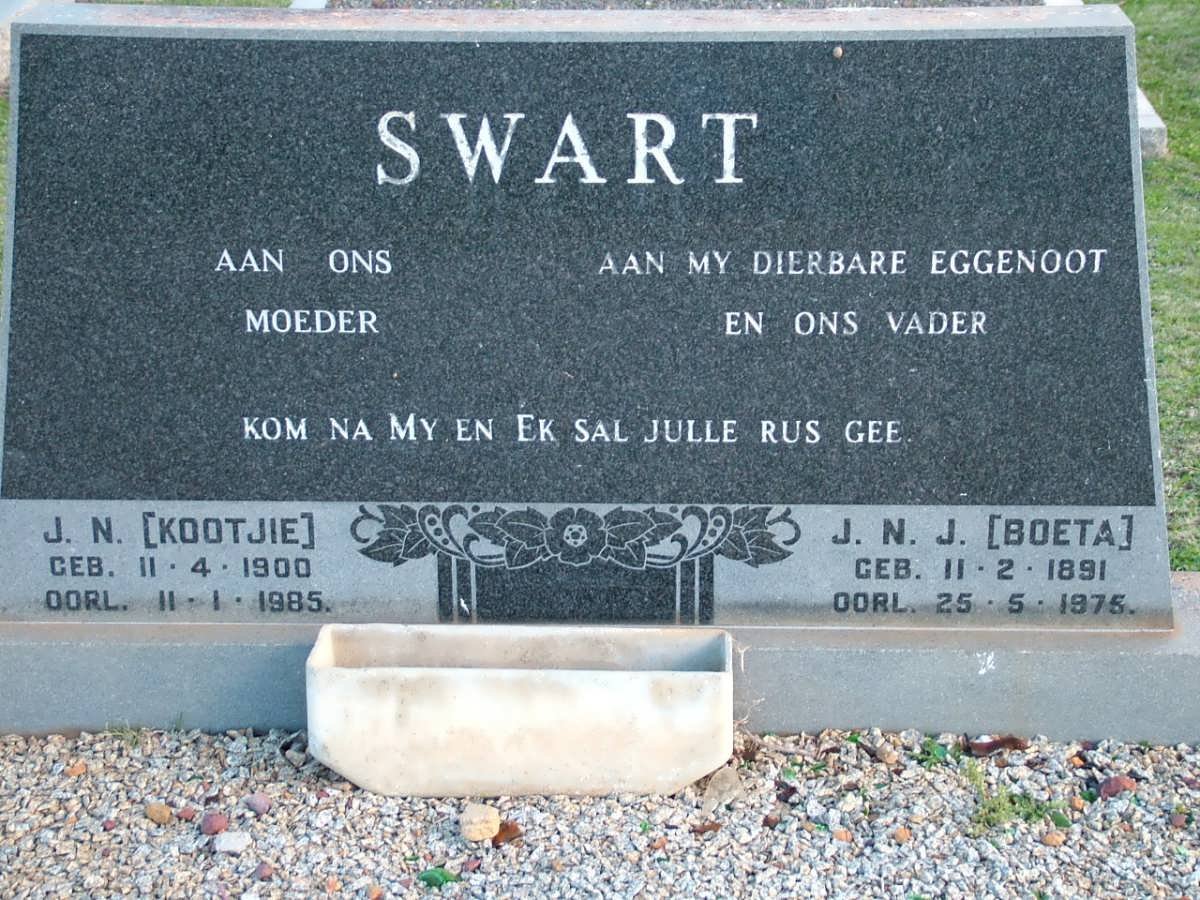 SWART J.N.J. 1891-1975 &amp; J.N. 1900-1985