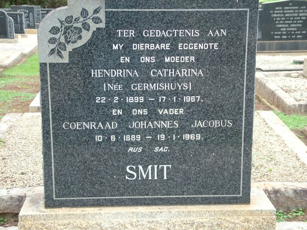 SMIT Coenraad Johannes Jacobus 1889-1969 &amp; Hendrina Catharina GERMISHUYS 1899-1967