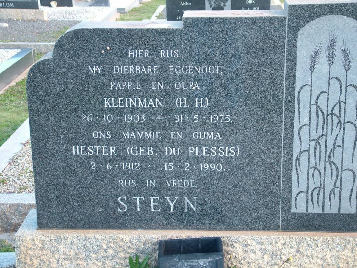 STEYN H.H. 1903-1975 &amp; Hester DU PLESSIS 1912-1990