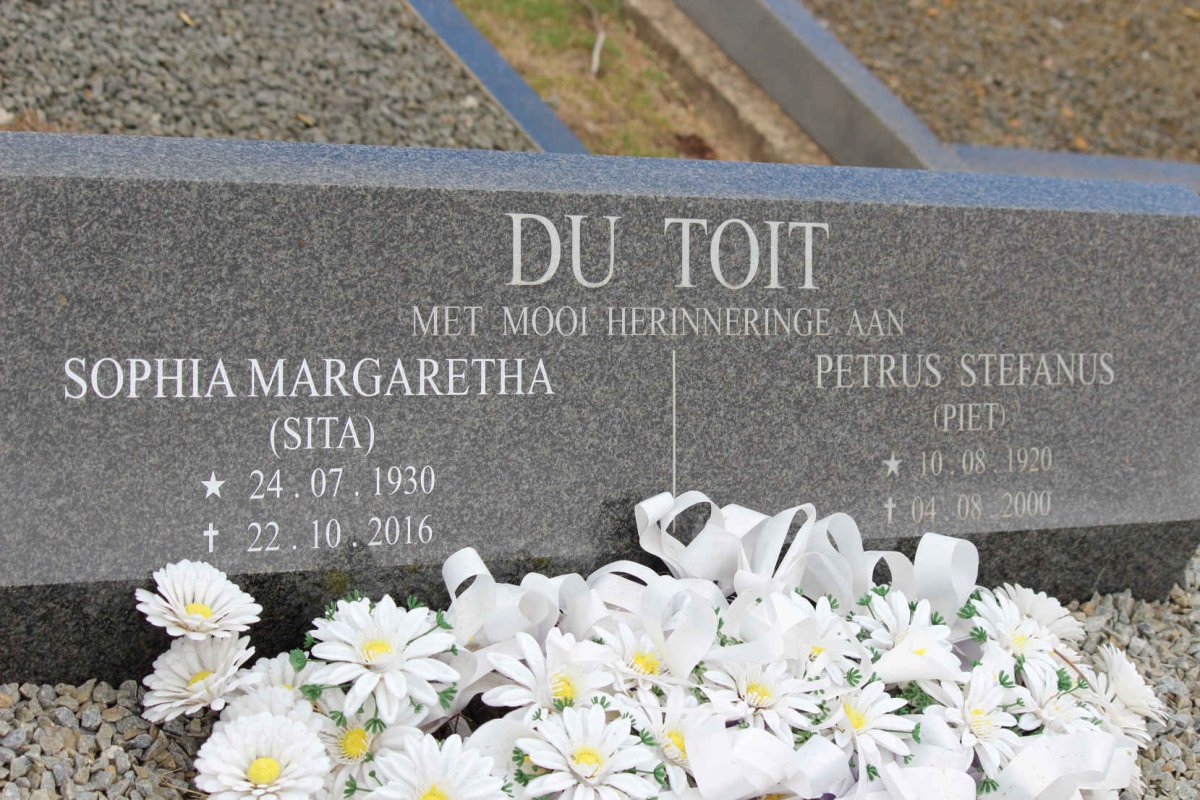 TOIT Petrus Stefanus, du 1920-2000 &amp; Sophia Margaretha 1930-2016