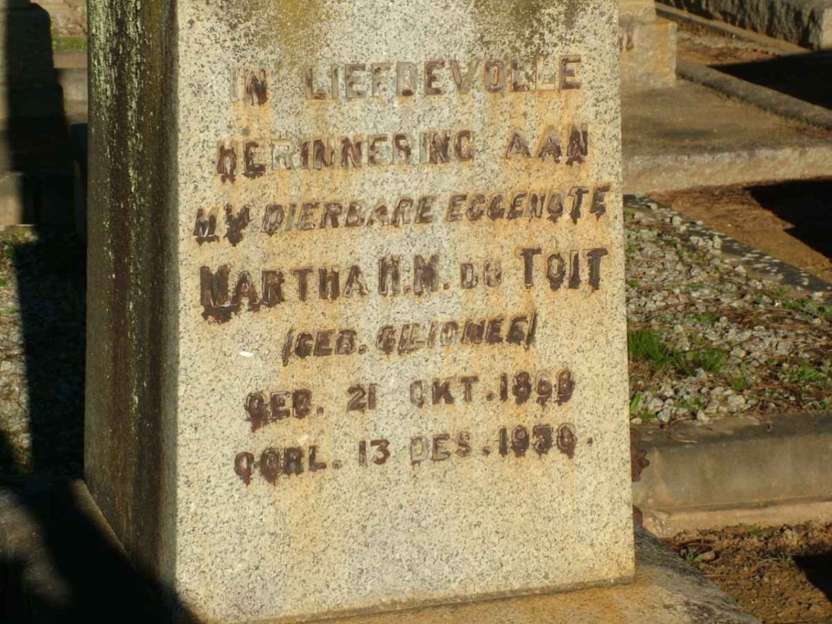 TOIT Martha H.M., du nee GILIOMEE 1868-1950