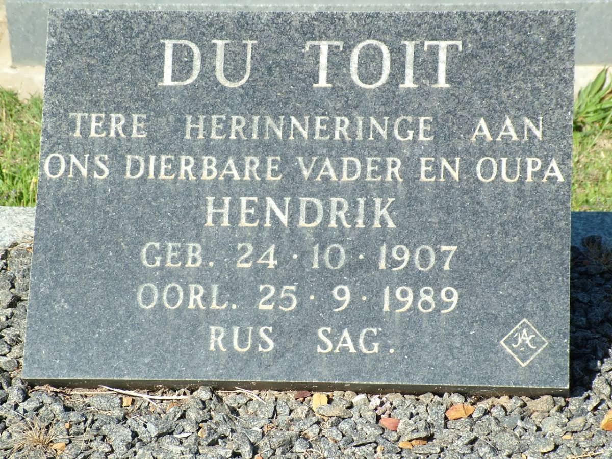 TOIT Hendrik, du 1907-1989