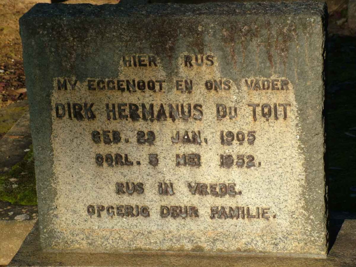 TOIT Dirk Hermanus, du 1905-1952