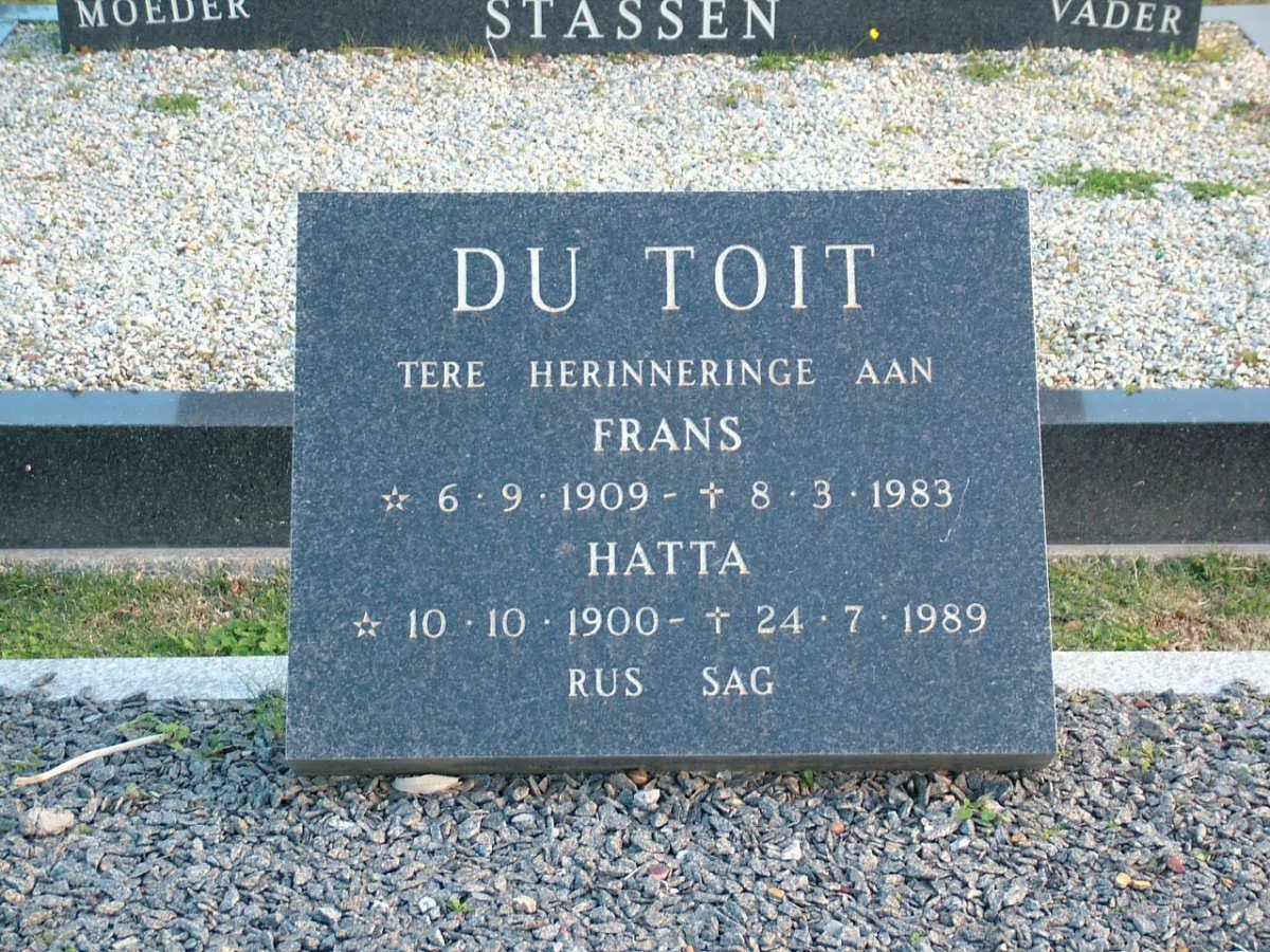 TOIT Frans, du 1909-1983 &amp; Hatta 1900-1989