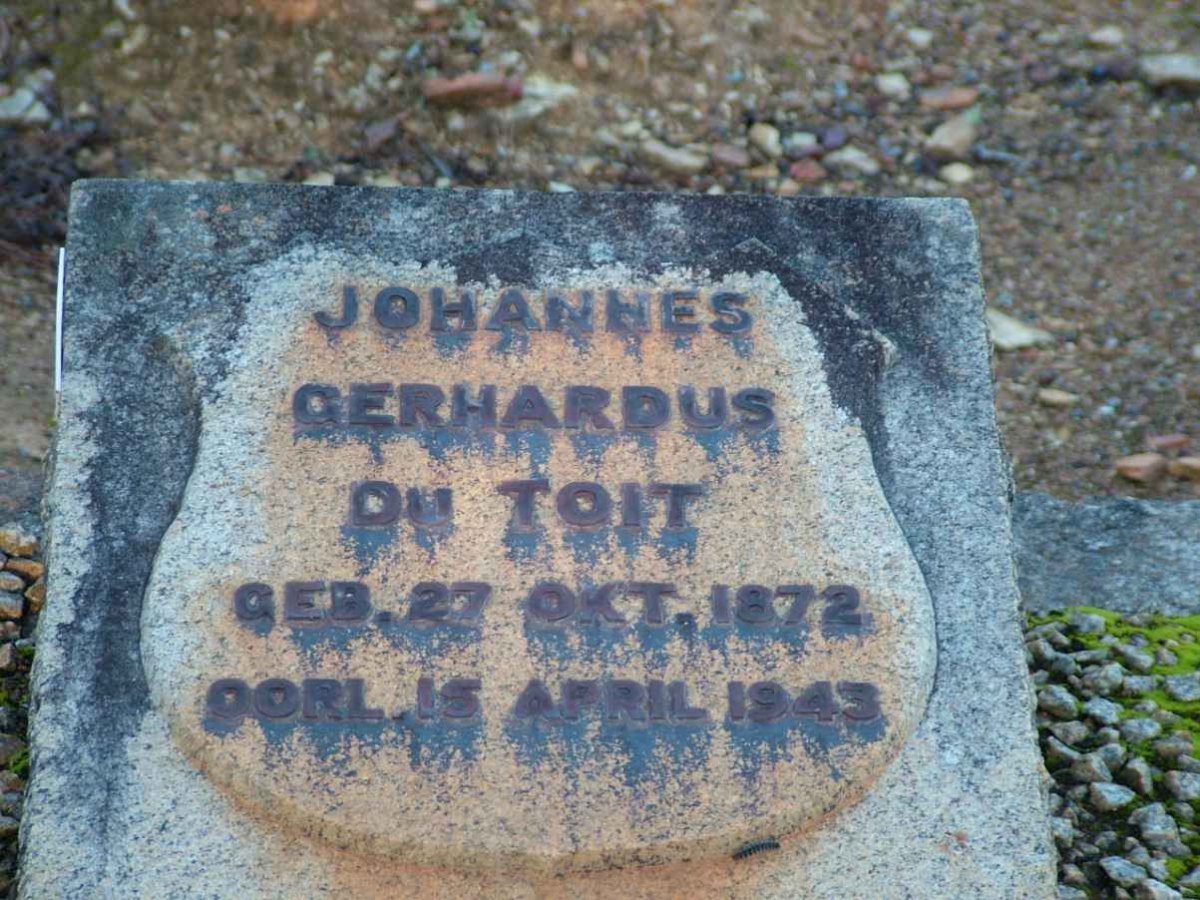 TOIT Johannes Gerhardus, du 1872-1943