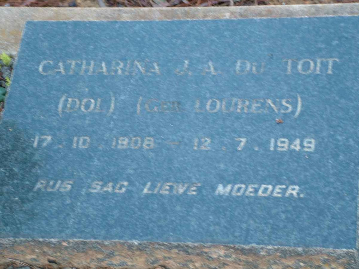 TOIT Catharina J.A., du nee LOURENS 1908-1948
