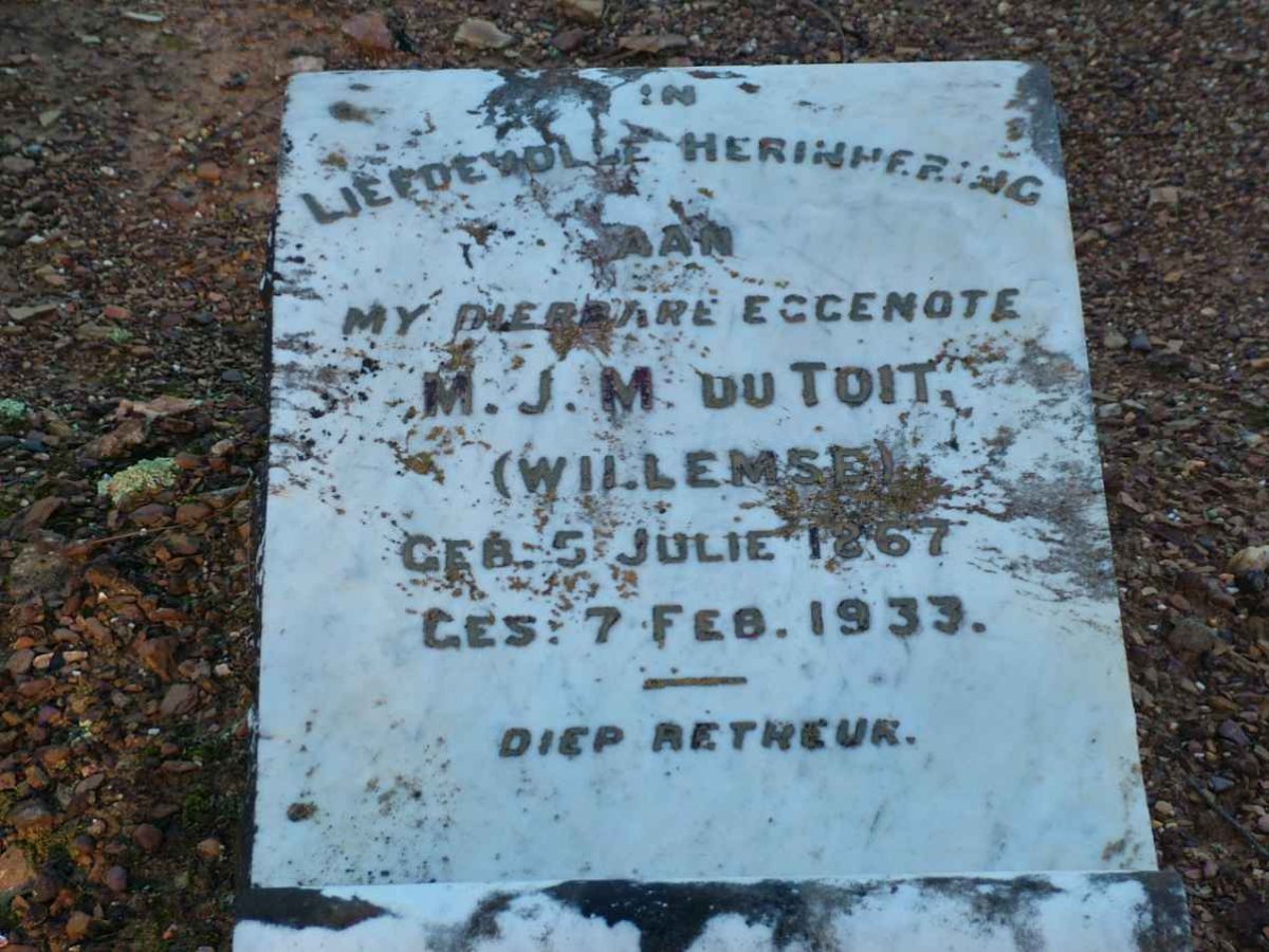 TOIT M.J.M., du nee WILLEMSE 1867-1933