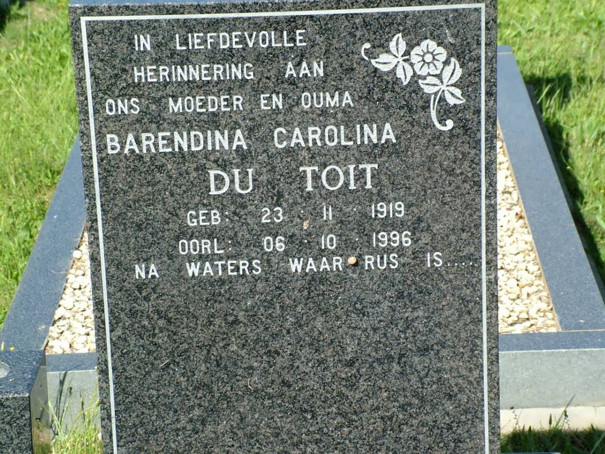 TOIT Barendina Carolina, du 1919-1996