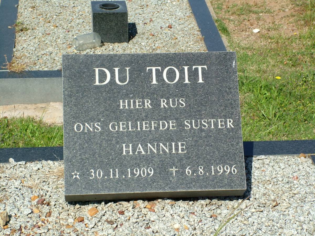 TOIT Hannie, du 1909-1996